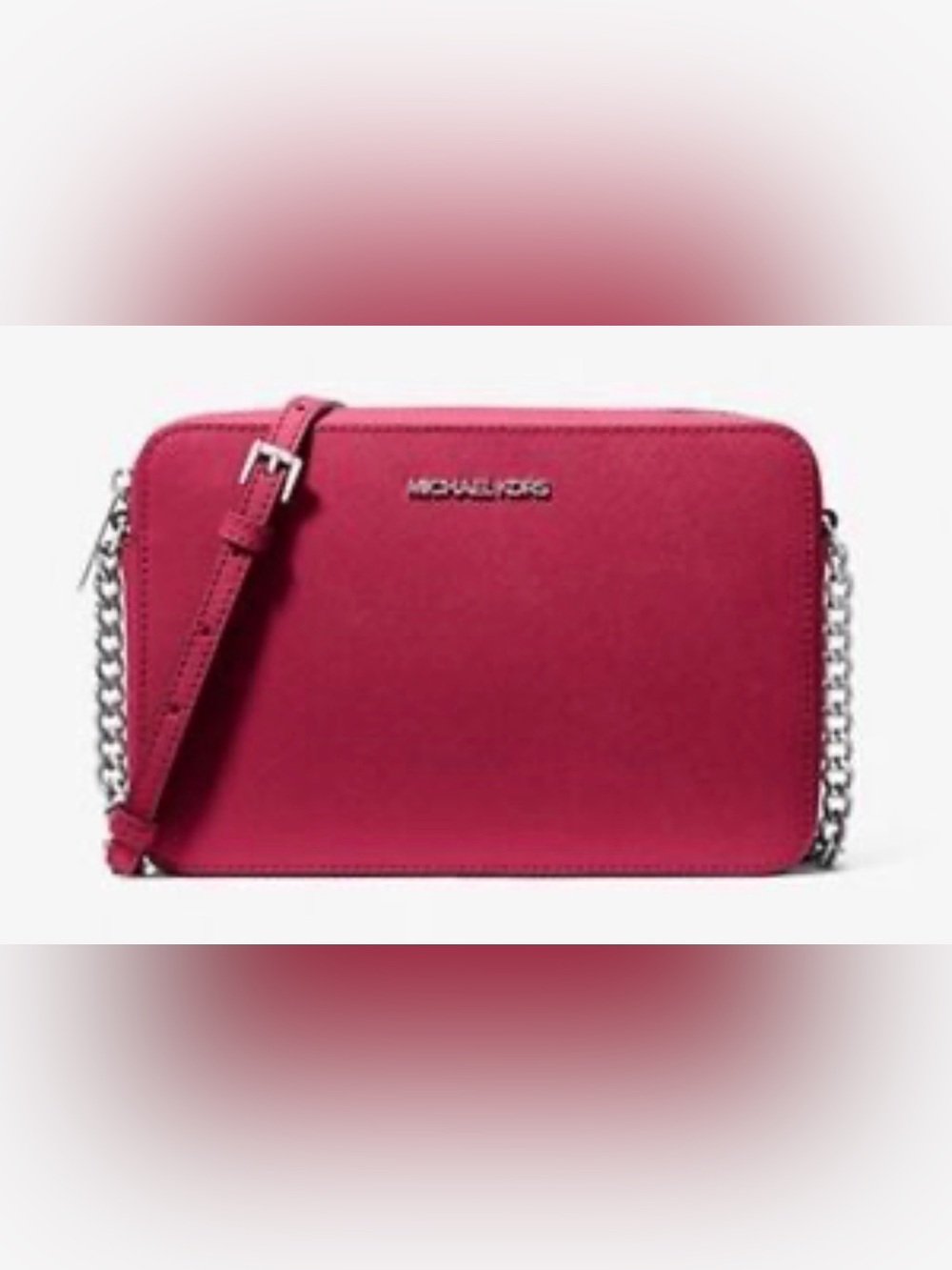 Michael Kors Fuchsia Crossbody Bag with Silver Hardware